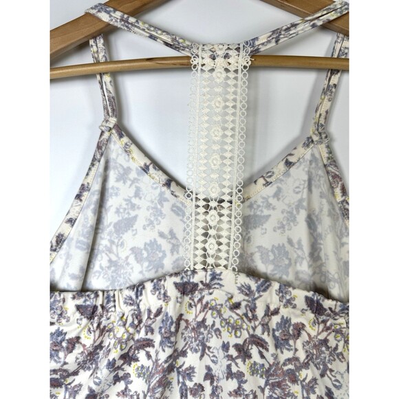 Lucky Brand Tank Top Womens Small Cream Floral Lace Racerback Boho Casual - Picture 4 of 12